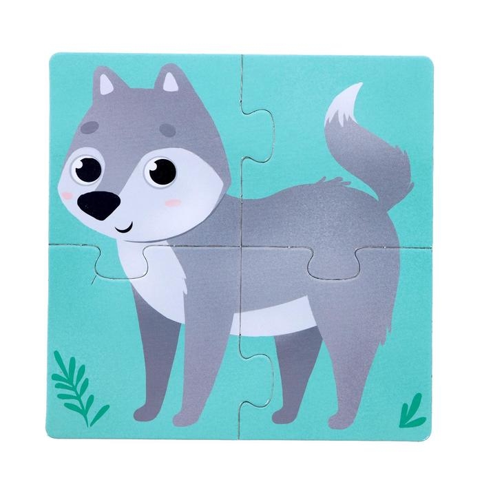 Пазлы 4 в 1 «Собери зверюшку: Кто живёт в лесу?», 4 пазла, 16 деталей Пазлы 4 в 1 «Собери зверюшку: Кто живёт в лесу?», 4 пазла, 16 деталей