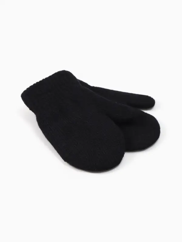 Варежки детские MINAKU двухслойные, цвет черный, 12 см