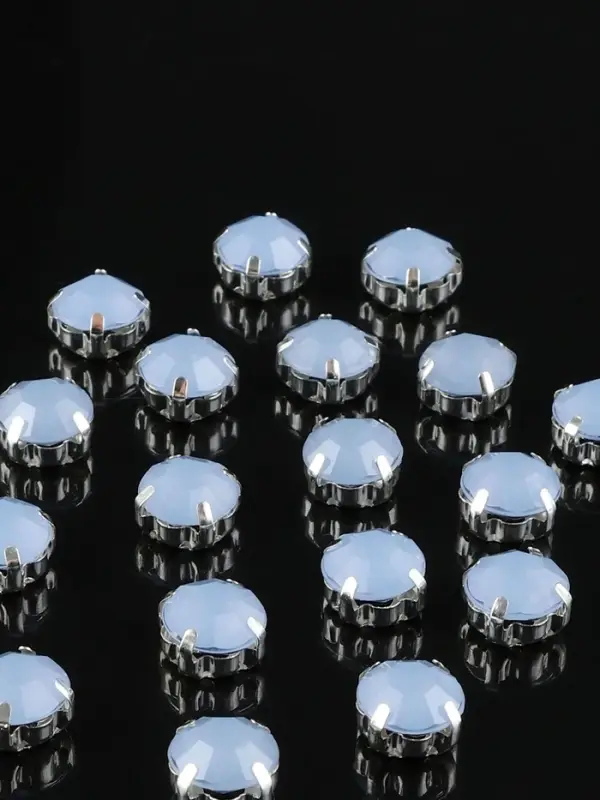 Стразы пришивные «Шатон», круглые, в цапах, d=10 мм, 20 шт., голубые