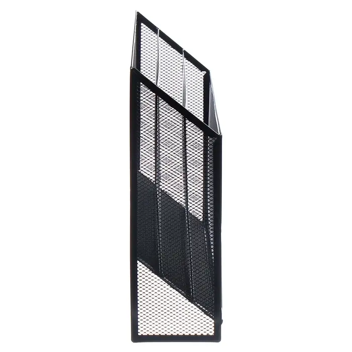 Лоток для бумаг вертикальный, металлическая сетка, 3 отделения, чёрный