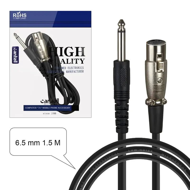 Кабель 6.5mm  XLR-Jack 6.3mm cable 1.5M (160шт/кор)
