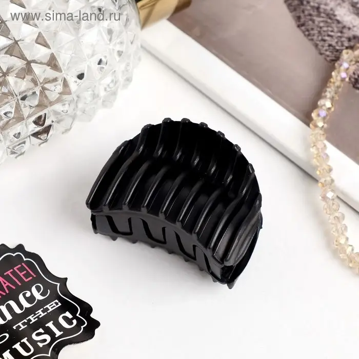 Крабик для волос «Матовый», рубчик, 4 см, чёрный Крабик для волос «Матовый», рубчик, 4 см, чёрный