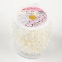 Жемчуг на нитях, плоский, 10 мм, 9&plusmn;1 м, цвет молочный