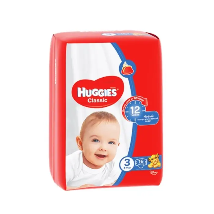 Подгузники HUGGIES Classic (4-9 кг), 16 шт