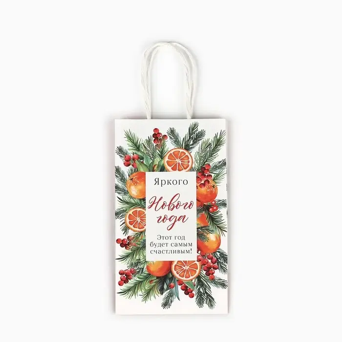 Пакет подарочный новогодний крафтовый «С Новым годом», 12 х 9 х 21 см Пакет подарочный новогодний крафтовый «С Новым годом», 12 х 9 х 21 см