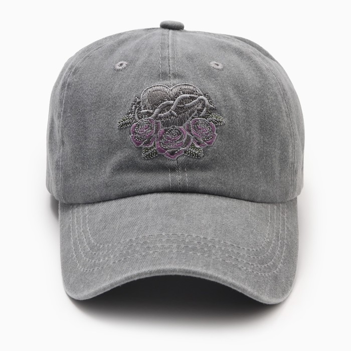 Кепка женская "Сердце" MINAKU, цв. серый, р-р 58