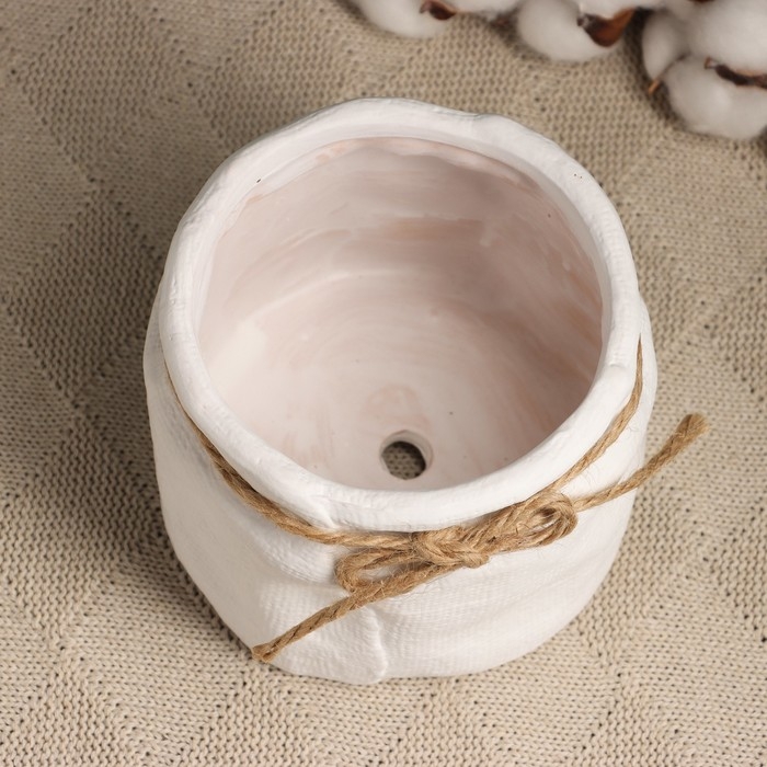 Кашпо  Кашпо "Мешочек" белый, 12х12х13см