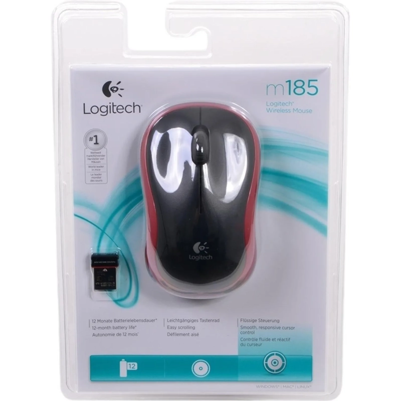 Мышь компьютерная Logitech Wireless Mouse M185RedUSB(910-002240/910-002633)
