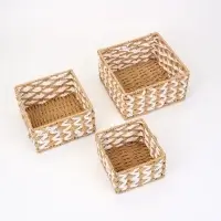 Набор корзин &laquo;Айка&raquo; 3 шт.: 15&times;10, 19&times;11, 22&times;12 см, бумага, бежевые, квадратные