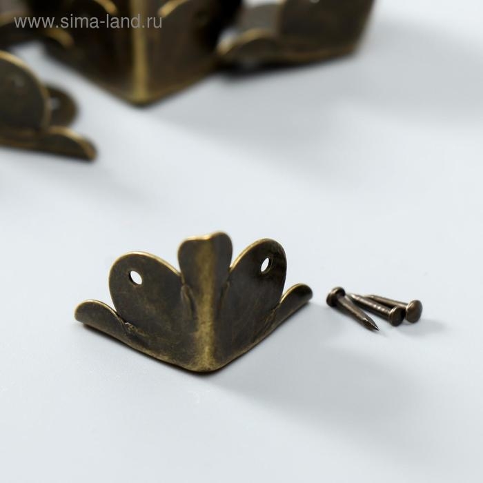 Уголок металл Уголок металл "Треугольник" набор 10 шт+гвозд. бронза 1,8х1,8 см