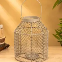 Подсвечник фонарь со стеклянной колбой 20х20х26 см, d 10 см, металл, цв. серый