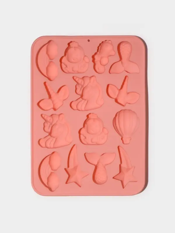 Форма для шоколада Доляна &laquo;Волшебство. Пони&raquo;, силикон, 23&times;16.5&times;2 см, 14 ячеек, розовая