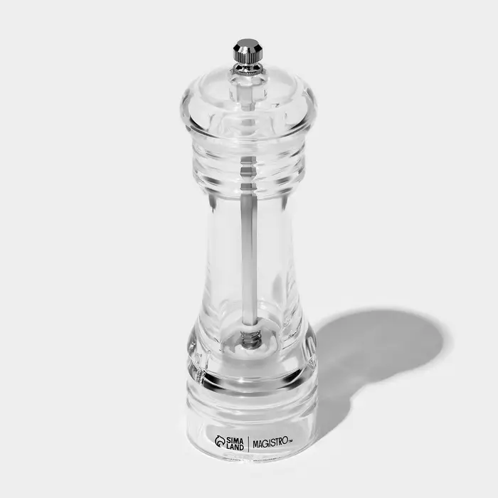 Набор для специй Magistro Glace. 2 предмета: мельница, солонка, 16.5 см, акрил, прозрачный