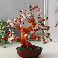 Бонсай декоративный &laquo;Разноцветное денежное дерево в овальном горшке&raquo;, 196 камней, 23&times;9.5&times;19 см