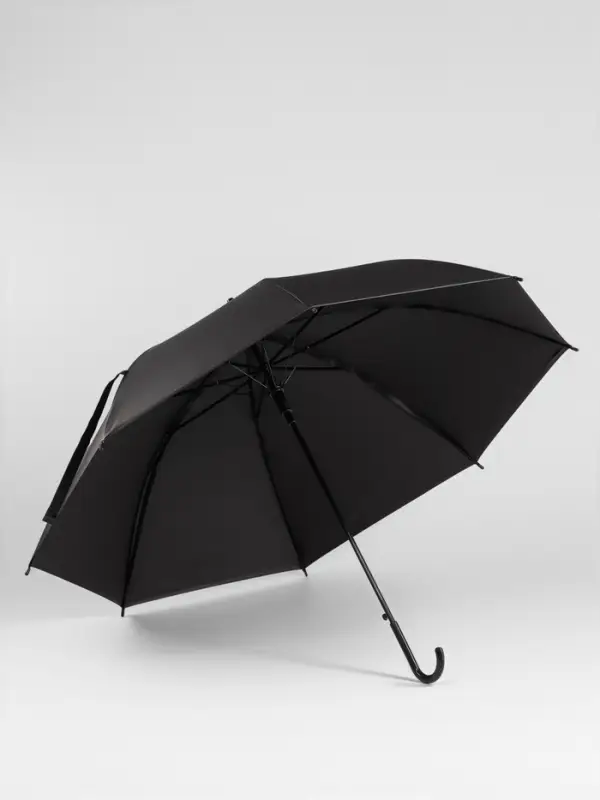 Зонт - трость полуавтоматический &laquo;Однотонный&raquo;, 8 спиц, R=46/55 см, d=92 см, чёрный