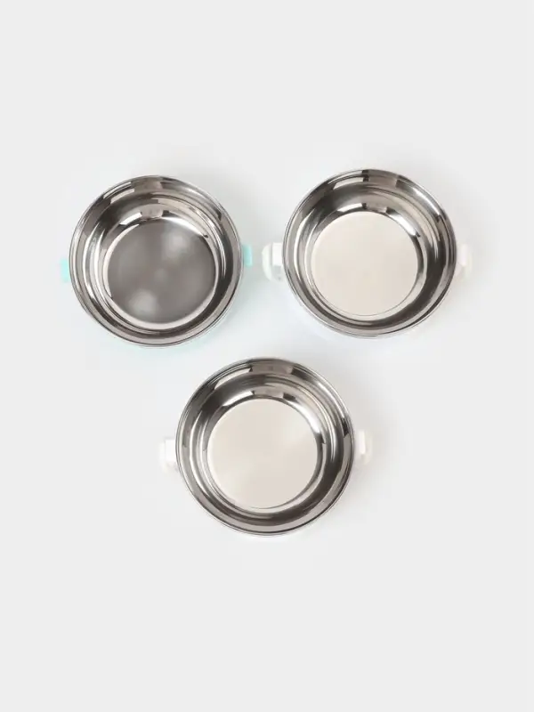 Ланч бокс TAKE IT EASY &laquo;Милави&raquo;, 1.5 л, 3 уровня, сохраняет тепло 2 ч, нержавеющая сталь, белый, голубой