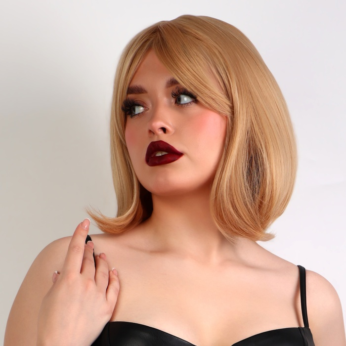 Парик искусственный, с чёлкой, имитация кожи, 30 см, цвет блонд Парик искусственный, с чёлкой, имитация кожи, 30 см, цвет блонд