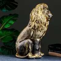 Фигура гипс &laquo;Лев сидящий&raquo;, чёрное золото, 40&times;25&times;55 см