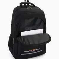 Рюкзак молодёжный, со светоотражающей полосой, 2 отдела, 4 кармана, 37&times;17&times;54 см, чёрный