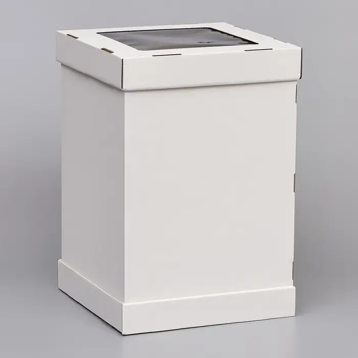 Коробка под торт, с ПВХ окном, белая, 30&times;30&times;45 см