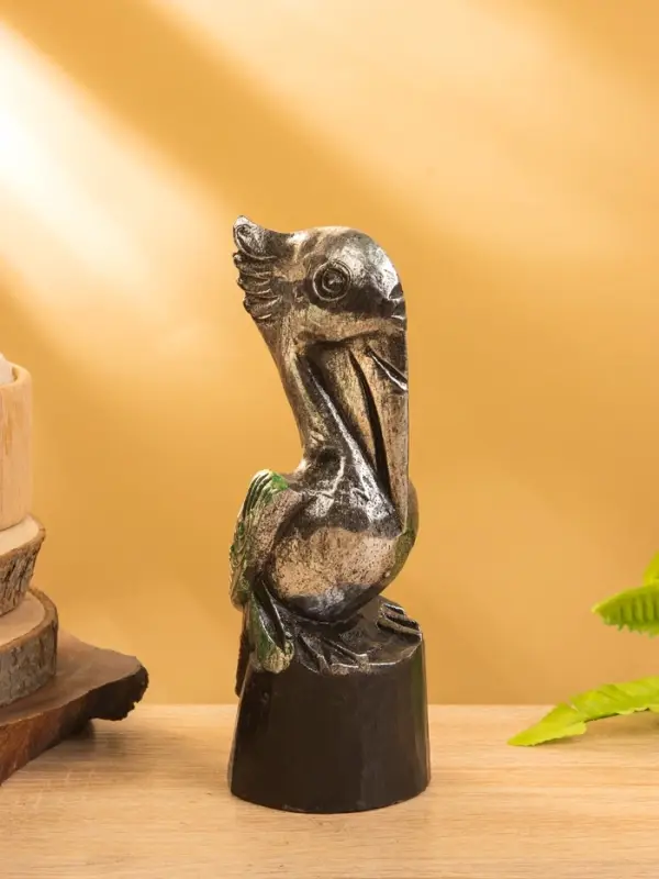 Сувенир интерьерный "Пеликан" 7х7х20 см, дерево, цв. серебро