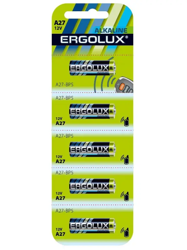 Батарейка Ergolux LR27/A27/MN27 BL5 Alkaline 12V (5/60/480) Батарейка Ergolux LR27/A27/MN27 BL5 Alkaline 12V (5/60/480)