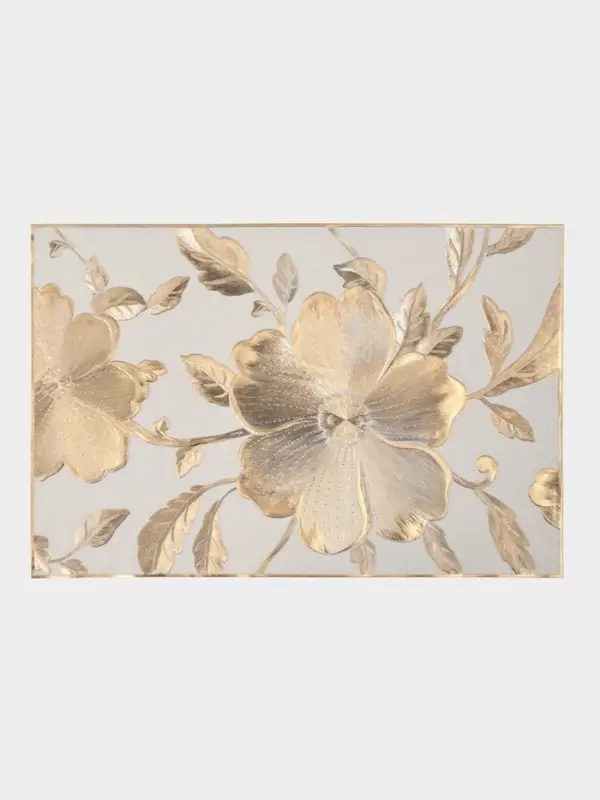 Набор салфеток для стола Доляна &laquo;Цветы&raquo;, 44.5&times;30 см, 4 шт., ПВХ, золотистый