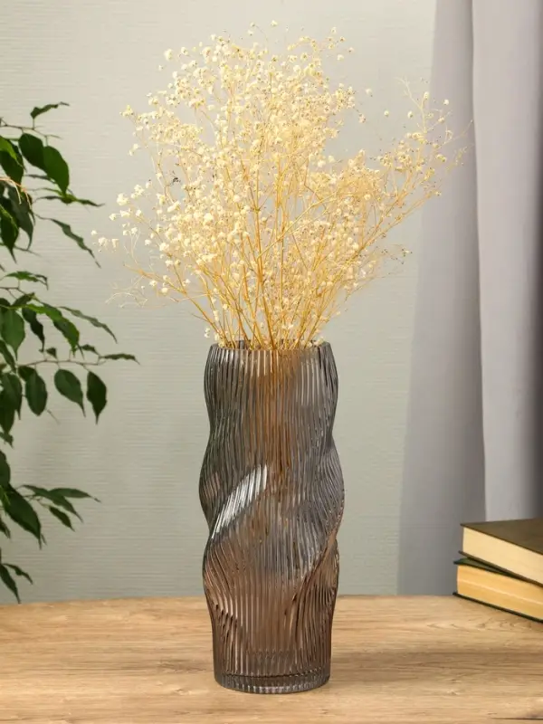 Ваза стекло настольная  Ваза стекло настольная "Венди" 29х12х10 см, серый