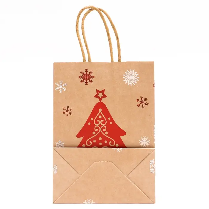 Пакет бумажный подарочный новогодний крафт с тиснением «Новогодняя ёлка», 15×21×8 см