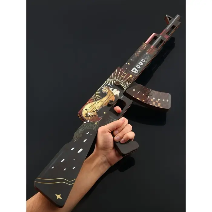 Набор сувенирное оружие «Красный с золотом», автомат, пистолет с глушителем, нож-штык, 3 шт