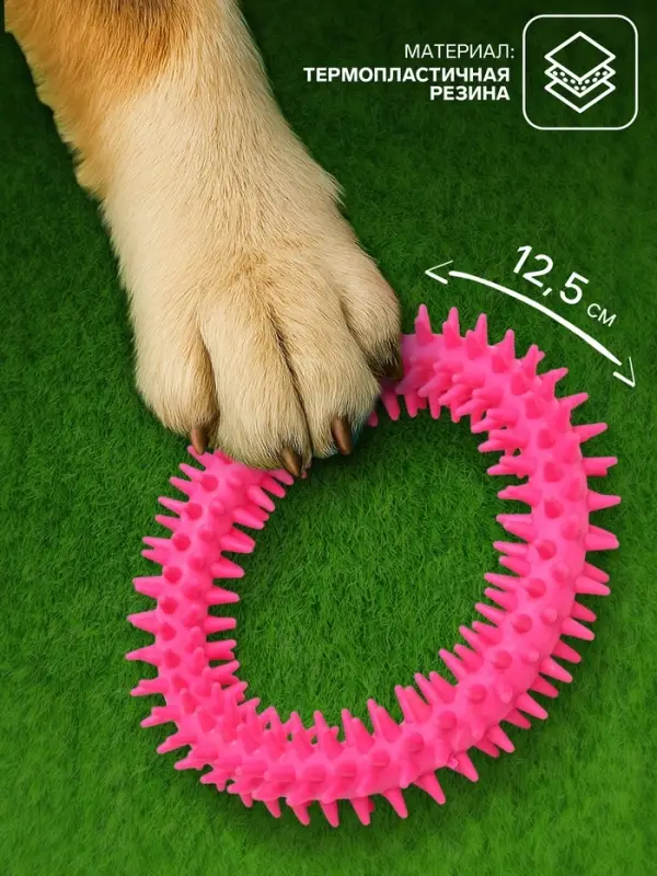 Игрушка для собак &laquo;Кольцо с шипами&raquo;, 12.5 см, розовая