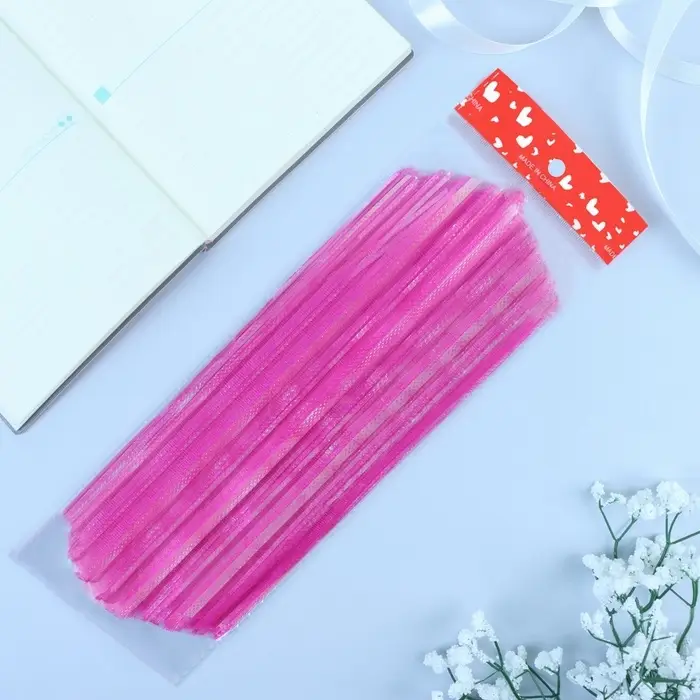 Подарочный бант - шар №10 &laquo;Полоски&raquo;, ярко - розовый, для упаковки подарков