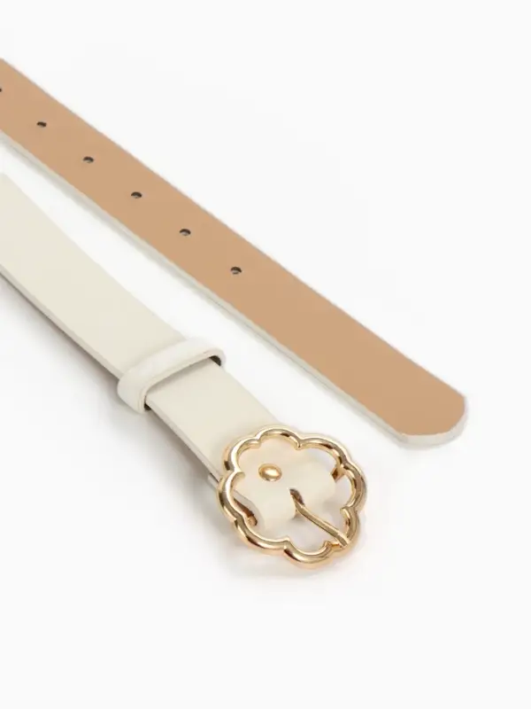 Ремень женский, 110&times;2.8 см, с пряжкой металл, белый