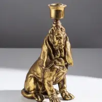Подсвечник на 1 свечу &laquo;Спаниель&raquo;, полистоун, золото, 14.5&times;9&times;24 см