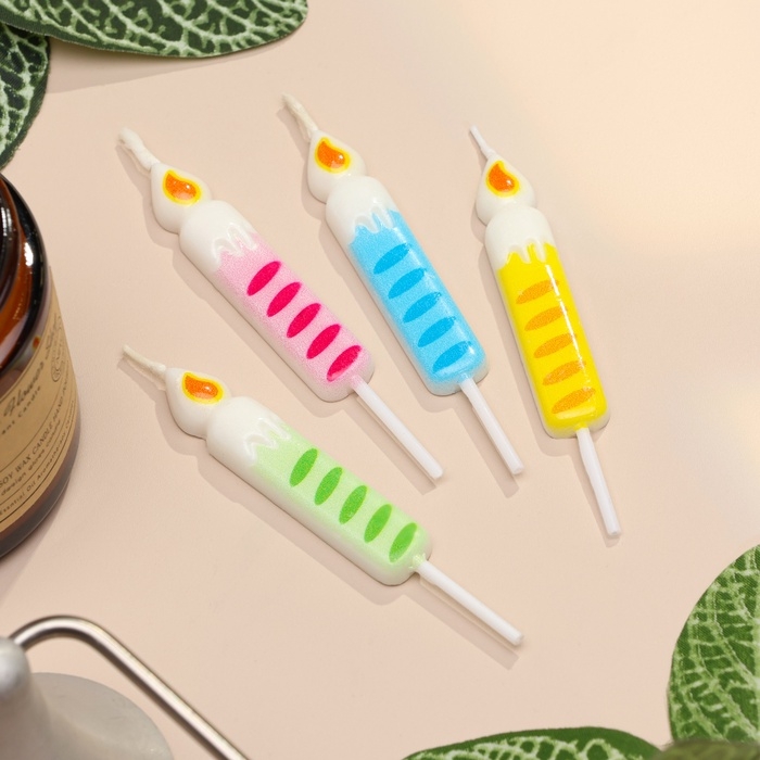 Свечи для торта  Свечи для торта "Детский праздник", 4 шт, разноцветные