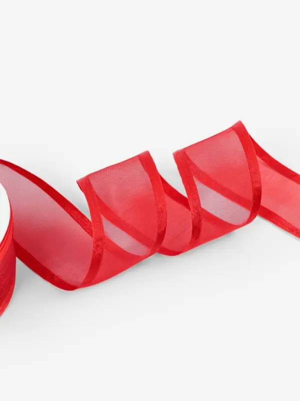 Лента декоративная, капроновая/атласная, 40 мм, 18&plusmn;1 м, красная