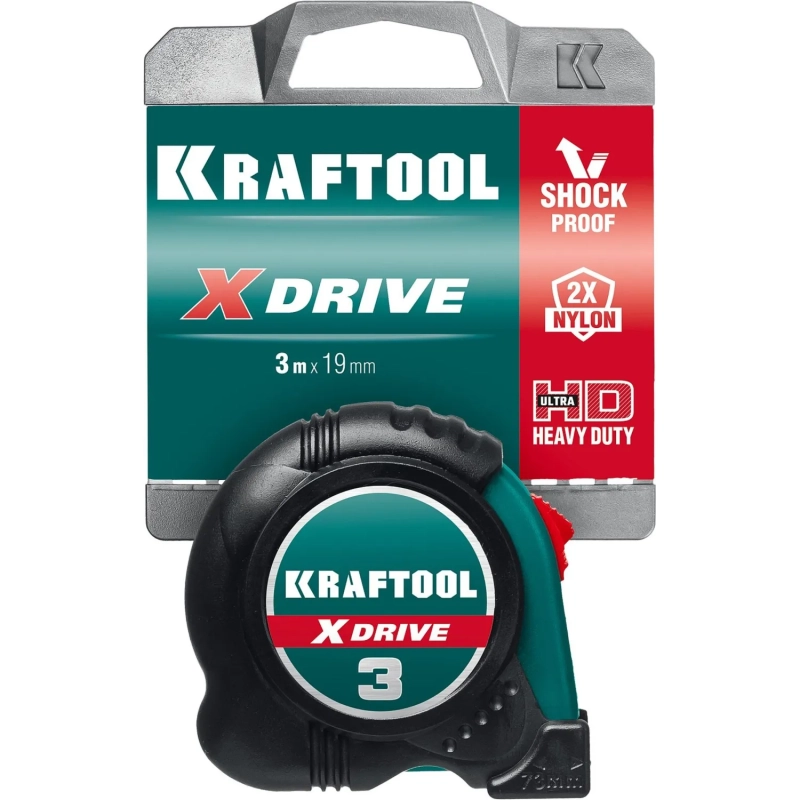 Рулетка KRAFTOOL  X-Drive, 3 м х 19 мм (34122-03-19)