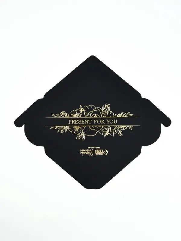Конверт для денег Present for you, 16.5&times;8 см, тиснение, чёрный крафт