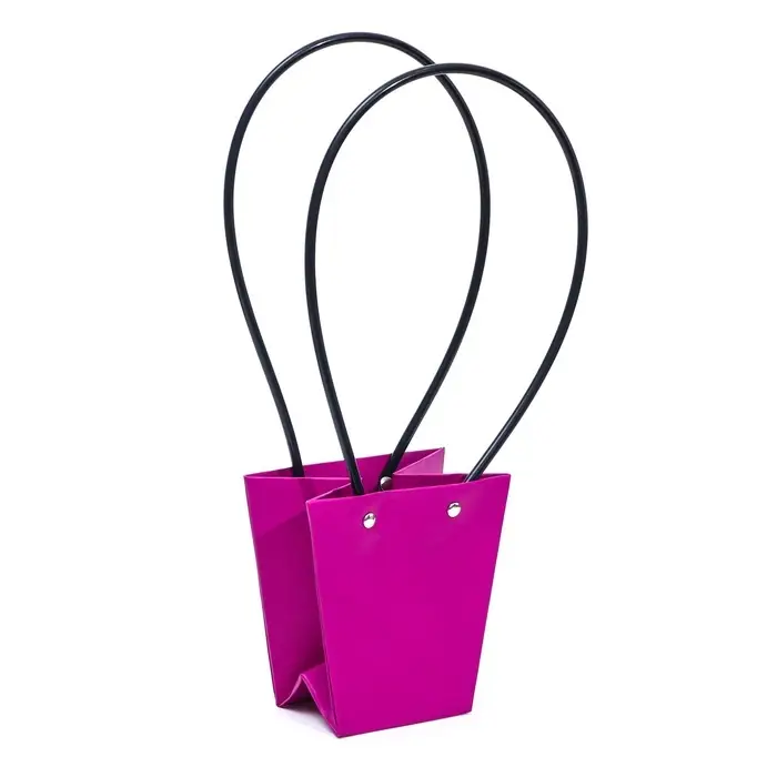 Сумка для цветов фуксия влагостойкая, 12&times;12 - 8&times;8 - 12.5 см