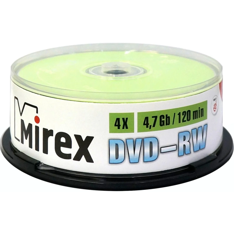 Носители информации DVD-RW, 4x, Mirex, Cake/25, UL130032A4M
