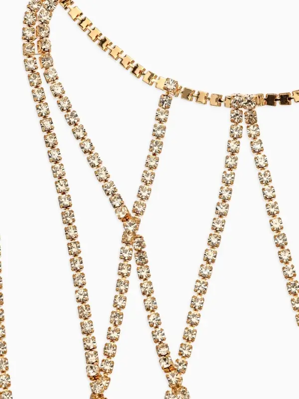 Цепочка на бедро бодичейн  Цепочка на бедро бодичейн "Ярусы" со стразами, цвет белый в золоте