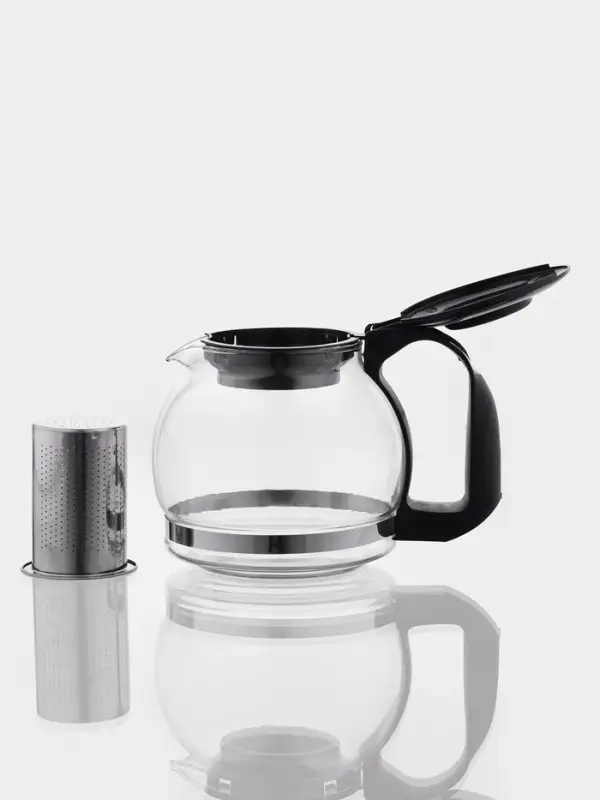 Заварочный чайник Доляна &laquo;Иллюзия&raquo;, 1.25 л, с металлическим ситом, стекло, чёрный