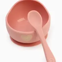 Тарелка детская на присоске и ложка, розовый, Mum&Baby Тарелка детская на присоске и ложка, розовый, Mum&Baby