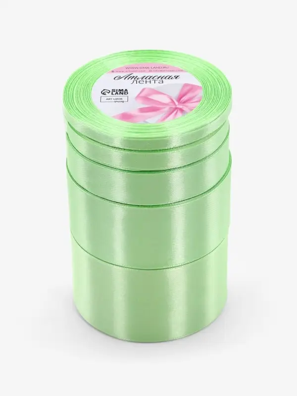 Атласная лента, набор 5 шт., 6/10/20/40/50 мм, 23&plusmn;1 м, нежно-зелёная №181