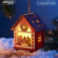 Ёлочная игрушка &laquo;Рождество&raquo; 9&times;6.5 см, подвеска, от батареек AG10&times;3, свечение тёплое белое