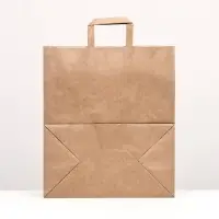Пакет крафт без печати 32×18×32 см, плоская ручка