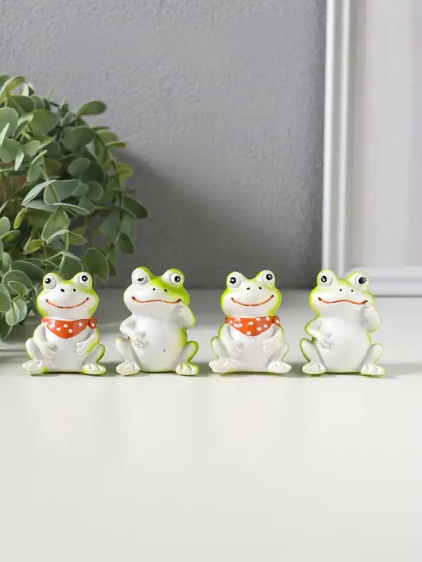 Сувенир полистоун "Зелёные лягушата" набор 4 шт 3х4х5 см