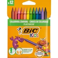 Цветные мелки 12 цветов BIC Kids Plastidecor, детские, пластиковые, ударопрочные