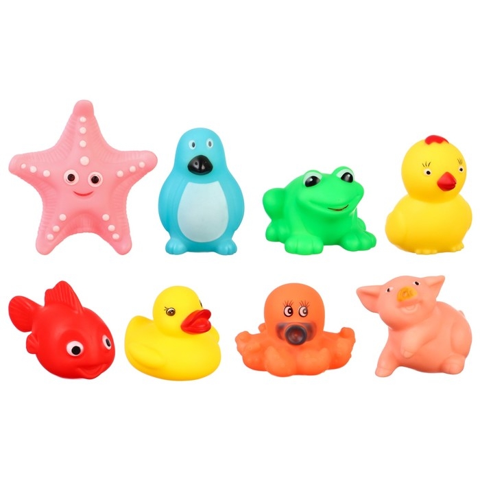 Набор резиновых игрушек для ванны &laquo;Друзья&raquo;, с пищалкой, 8 шт, цвет МИКС, Крошка Я