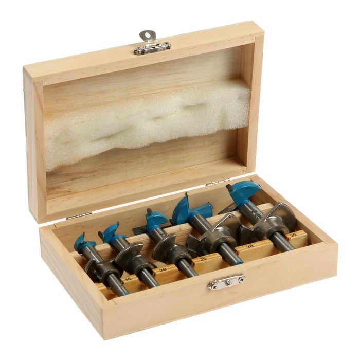 Набор сверл Форстнера ТУНДРА, регулируемая глубина, 15-20-25-30-35 мм, цилиндр. хвостовик Набор сверл Форстнера ТУНДРА, регулируемая глубина, 15-20-25-30-35 мм, цилиндр. хвостовик